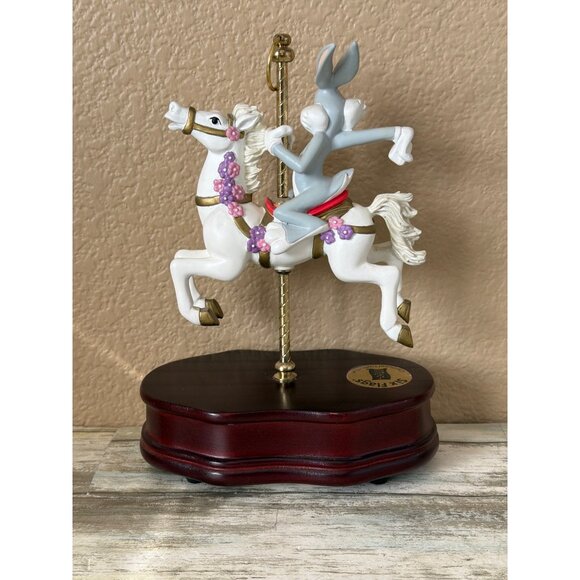 Six Flags Bugs Bunny Carousel Music Box Figurine Plays Carousel Waltz 1997 - Picture 10 of 17